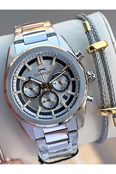Slazenger Italian Design Bracelet Gift 2 Years Warranty 10 Atm Steel Men's Wristwatch Esl.Y2554.4