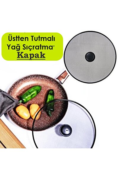 Neler Geldi Neler غطاء مقاوم لتناثر الزيت بطول 29 سم، غطاء معدني للقلي مع مقب...