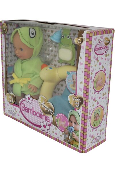 BAMBOLİNA دمية طفل أموري 30 سم مع مجموعة الاستحمام