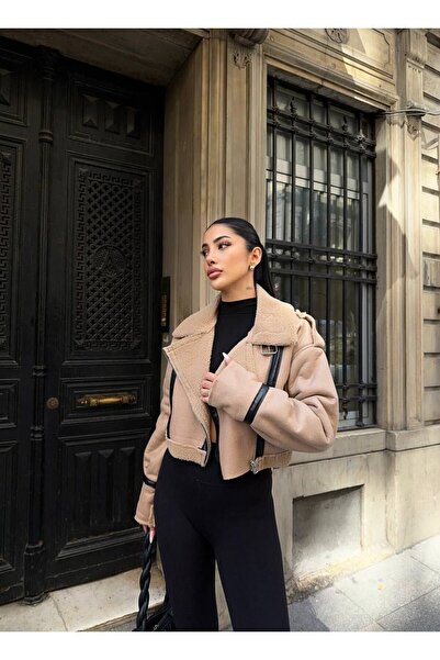 Ben Özgürüm Çift Yüzlü Kısa Süet Kadın Deri Ceket