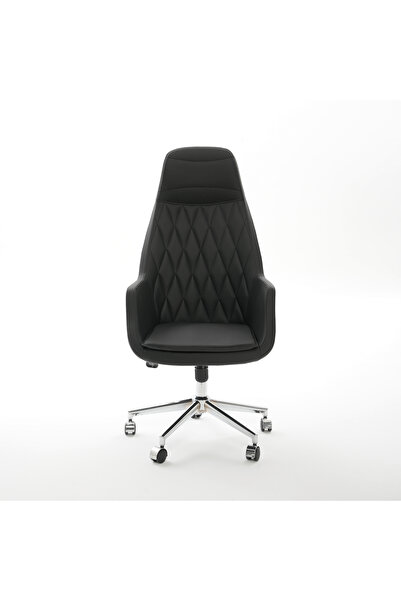 EKOPOL Krom Metal Lüx Yıldız Ayaklı | Ergonomik Deri Döşeme Spring Makam Kolt...