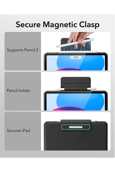 ESR iPad 11 (2025, A16) & iPad 10 (10Th Generation) Nesil) Rebound Magnetic Keyboard Case