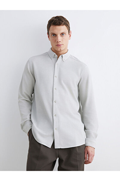 LC Waikiki Rmz Gi̇yi̇m Farkiyla Slim Fit Long Sleeve Men's Textured Shirt