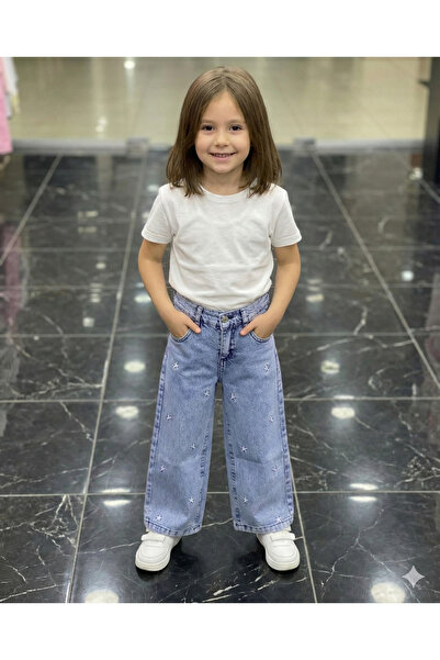 ERDEM KIDS Κοριτσίστικο βαμβακερό τζιν παντελόνι με ελαστική μέση, άνετο και ...