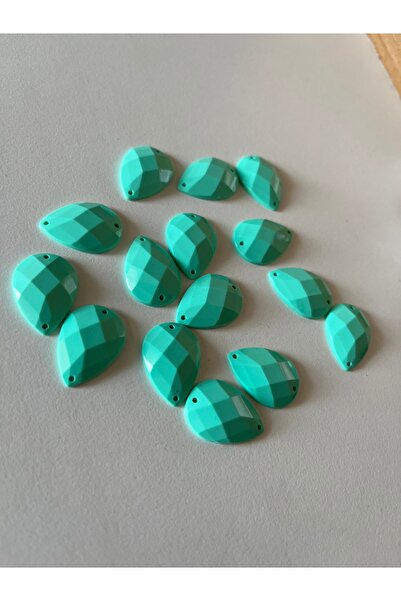 LE FANTASİA 15Pcs - Handcrafted Plastic Teardrop Drop Beads - Six Flat Double...