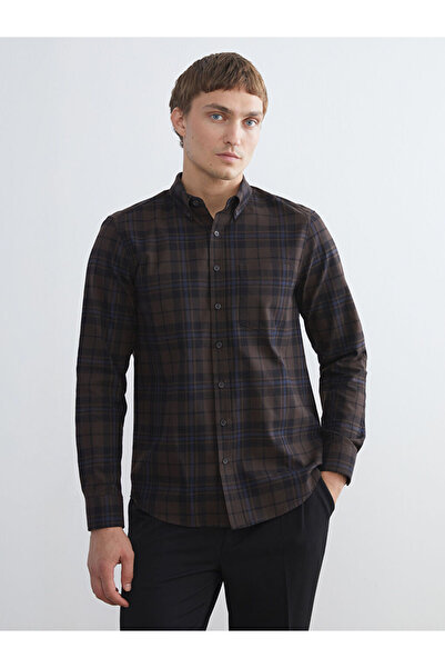 LC Waikiki Regular Fit Long Sleeve Plaid Gabardine Men's Shirt