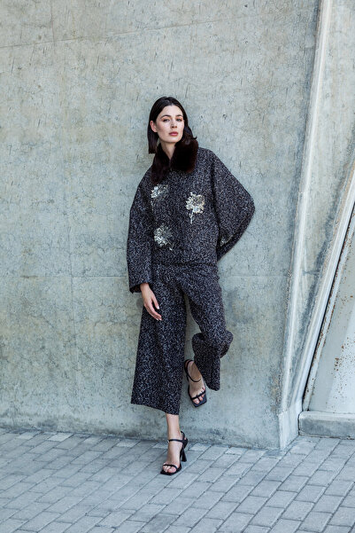 Berr-ın Yakası Kürklü Dokulu Mont Kahve