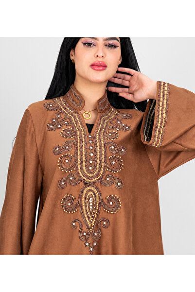 IKKXA Winter Embroidery Smooth Fabric Jalabiya