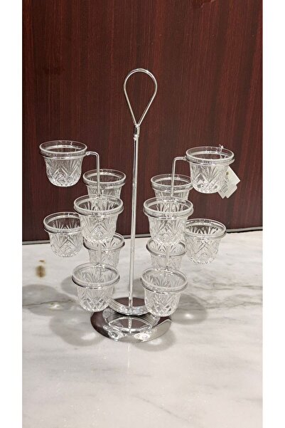 ALMASA Silver stainless steel teacup holder with 12 slots