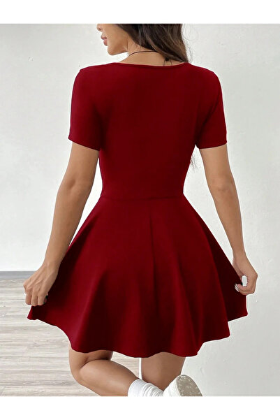 JE-TU Women's Trend U Neck Shorts Dress