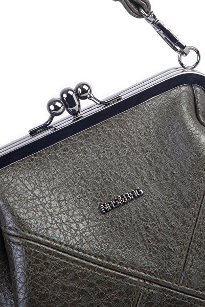 Nas Bag Mini Vintage Scholarship Clip-On Women's Shoulder and Crossbody Bag Khaki Victoria (20X17 cm)