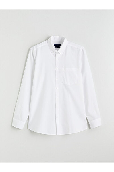 LC Waikiki Ανδρικό πουκάμισο Oxford σε κανονική εφαρμογή, λευκό, από το κατάσ...