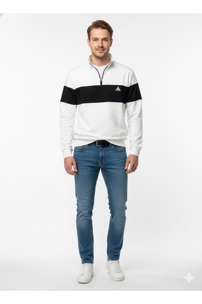 ModaPlaza Mock Neck Sweat with Zipper Collar