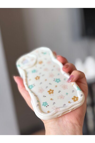 MİRAZ TASARIM Iphone 17 air ecru color with flower pattern case