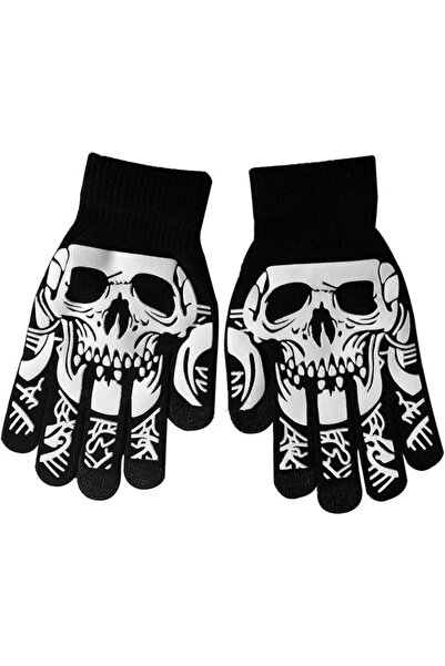 OEM Manusi tricotate luminoase pentru copii,model craniu, one size,10-12 ani,