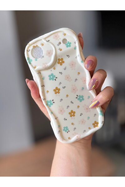 MİRAZ TASARIM Iphone 17 air ecru color with flower pattern case