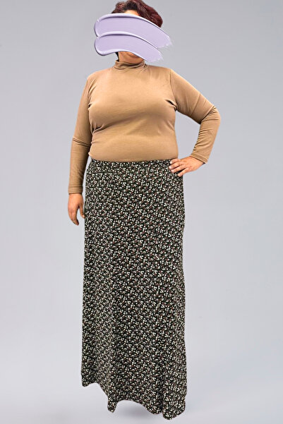 BELUNA TEKSTİL Viscose Crinkle Patterned 8 Piece Long Women's Prayer Skirt