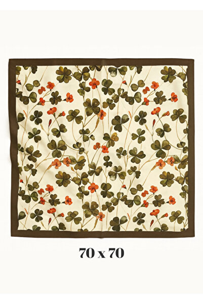 Vanelia Yonca Desenli Saten Fular – 70x70 cm
