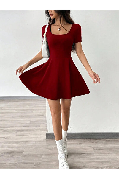 JE-TU Women's Trend U Neck Shorts Dress