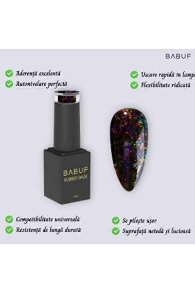 BABUF Galaxy Elixir Rubber Base 15ml – Self-Leveling Purple Base with Holographic Effect