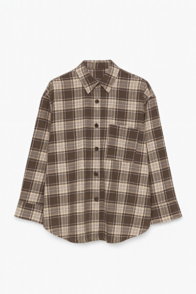 FREZZBİ Women's Plaid Oversized Long Sleeve Winter Lumberjack Shirt