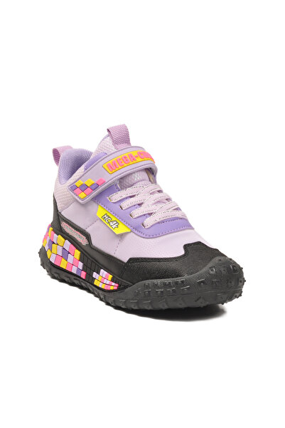 WALKWAY Black Lilac Velcro Non-Slip Girls' Sports Shoes 811 F