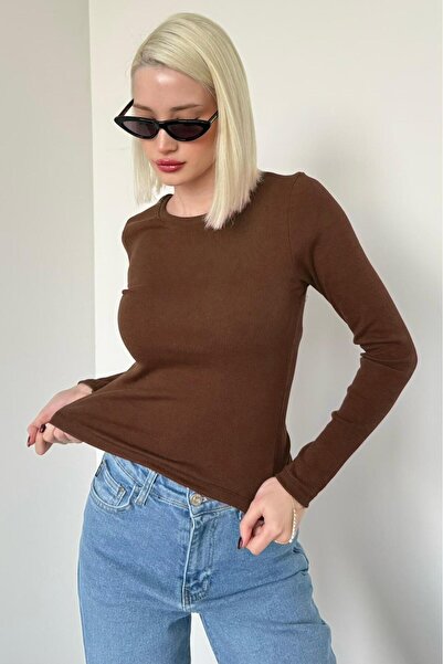 Madmext بودي بني اللون برقبة دائرية قصة ضيقة للنساء MG2564