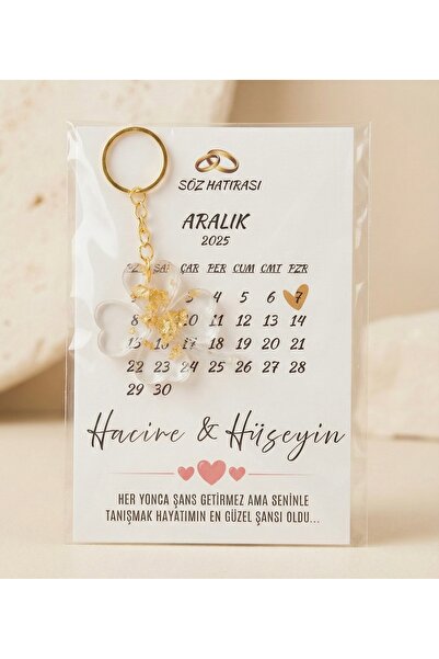 LMS EPOKSİ 25 Adet Takvimli Yonca Epoksi Anahtarlık - Söz, Kına, Düğün, Nişan...