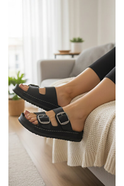 Hızlı Al Orthopedic Sole Buckle Slippers. Sewed Slippers Suitable for Daily and Indoor Use.
