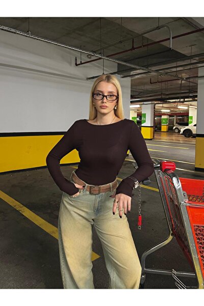 FİOXCO Γυναικεία μπλούζα με λαιμόκοψη και κορδόνια από 100% βαμβάκι