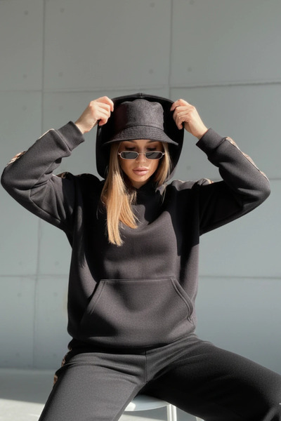 cemo Oversized Tracksuit Set with Leopard Detail