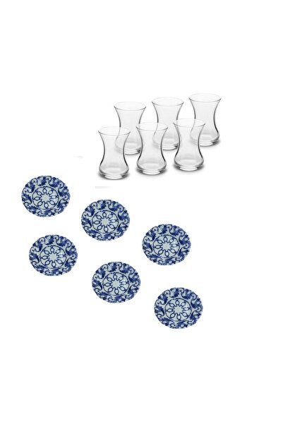 Paşabahçe Zuri Design Porcelain Plate Tea Set for 6 People