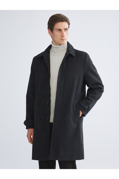 LC Waikiki Anthracite Standard Fit Jacket Collar Men's Cashmere Coat