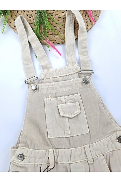 Butik Girl's Denim Salopet with Shorts Premium Quality Soft Textured Gift Thick Straps Double Pockets