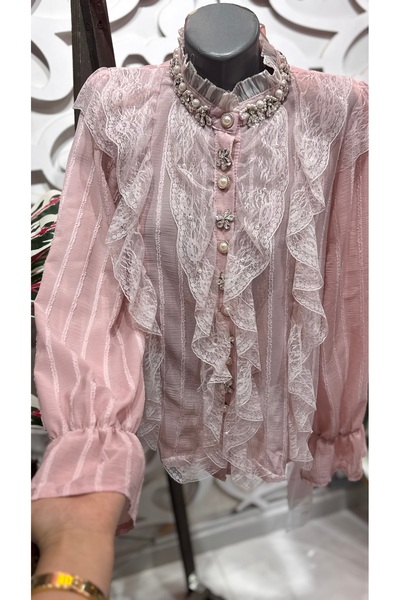ŞEHRAZAT BUTİK Lace Ruffle Detailed Design Stylish Shirt