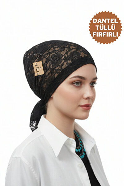 Tergek Lace Tulle Inner Bonnet Black, Keeps You Cool and Comfortable, Suitable for Large Hair in All Four Seasons