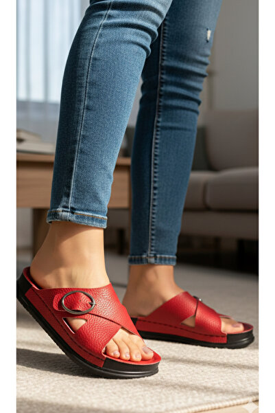 Hızlı Al Orthopedic Sole Buckle Slippers. Sewed Slippers Suitable for Daily and Indoor Use.