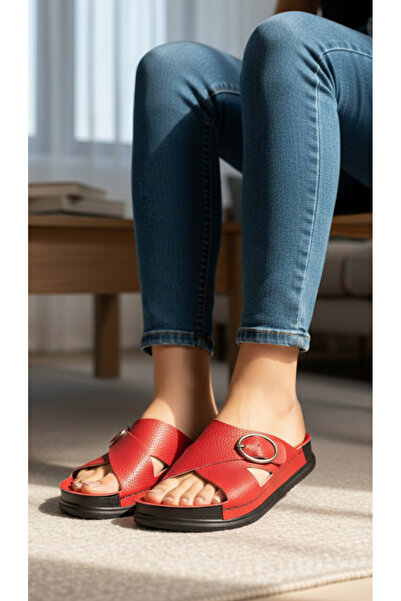 Hızlı Al Orthopedic Sole Buckle Slippers. Sewed Slippers Suitable for Daily and Indoor Use.