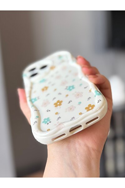 MİRAZ TASARIM Iphone 17 pro ecru color case with flower pattern