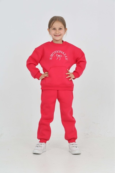 Toontoy Girl's Bow Embroidered Tracksuit Set