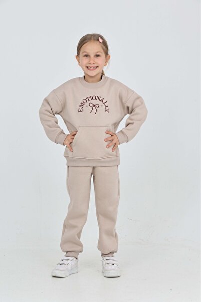 Toontoy Girl's Bow Embroidered Tracksuit Set