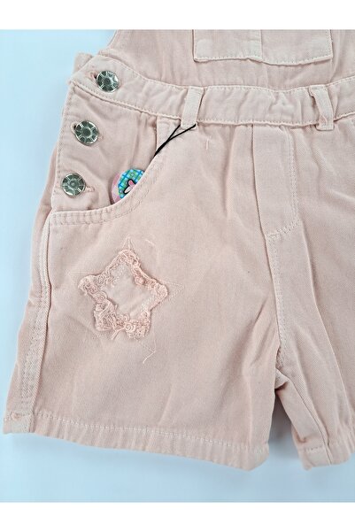 Butik Girl's Denim Salopet with Shorts Premium Quality Soft Textured Gift Thick Straps Double Pockets