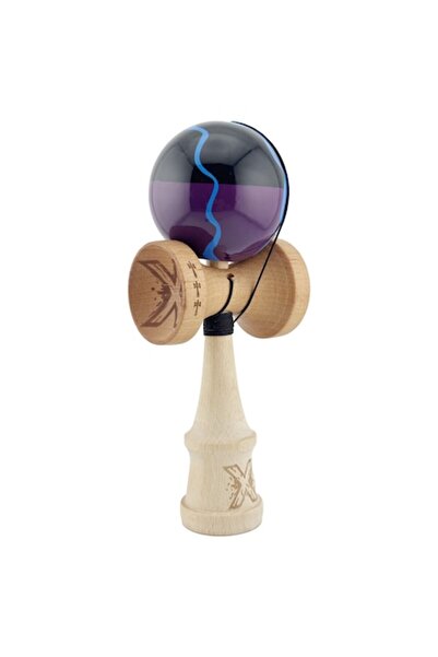 LEIBOO Kendama X Big Cups V2, 18 cm, Rulment metalic, Coardă 55 cm, Negru-Mov