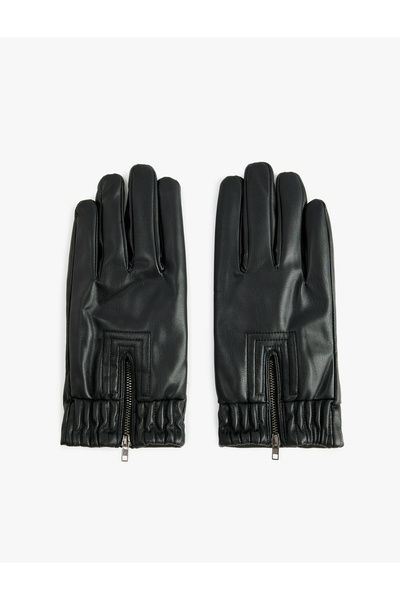 Koton Fermuar Detaylı Suni Deri Eldiven