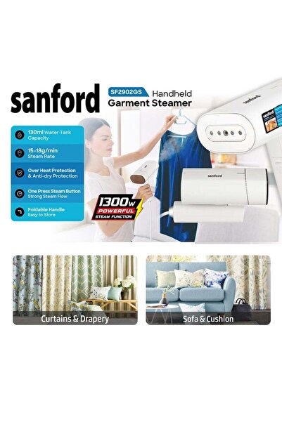 Sanford Portable Steam Iron for Clothes – 1300W – Foldable Handle + Built-in Brush – Sanford SF2902GS
