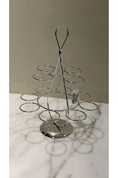 ALMASA Silver stainless steel teacup holder with 12 slots