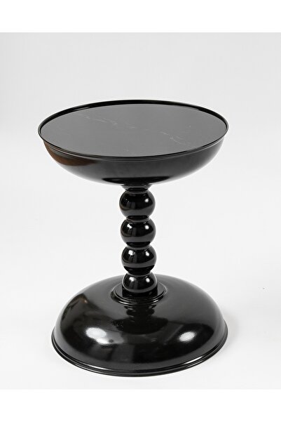 Lins Aksesuar İnci Mermer desen basklı 4 mm temperli cam Siyah Oturma Odası Y...