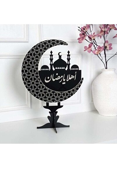 Story of candle رمضان - ديكور هلال رمضان مزخرف مع عبارة "أهلاً يا رمضان" | أسود