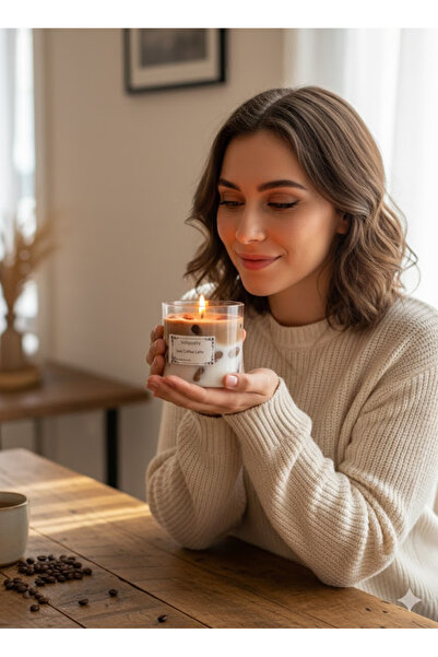 selfqaulity İce Caffee Latte El Yapımı Buz Küplü Jel Mum Yılbaşı Mum & Dekora...