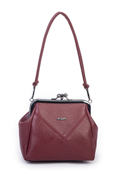 Nas Bag Mini Vintage Scholarship Clip-On Women's Shoulder and Crossbody Bag Claret Red Victoria (20X17 cm)